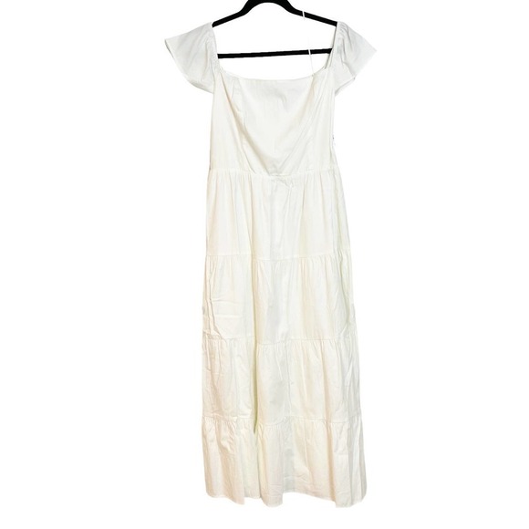 Reformation Derek Short Sleeve White Midi Dress Size 12 New - Picture 4 of 9